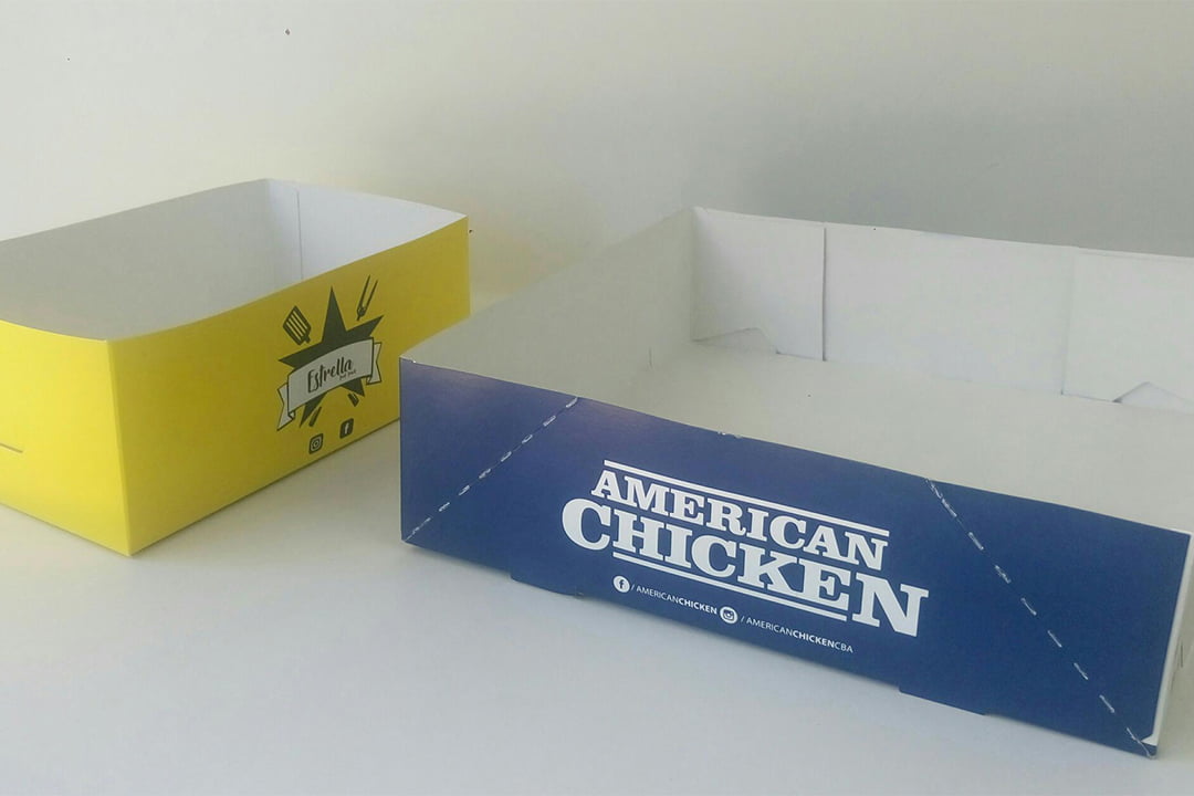 bandeja personalizada de cartulina para pollo frito