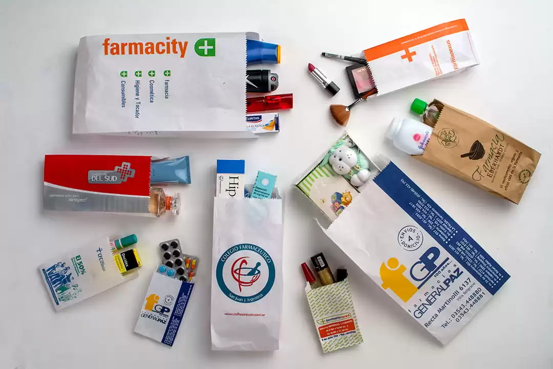 Bolsas de papel personalizado para farmacias en todos los tamaños y formatos